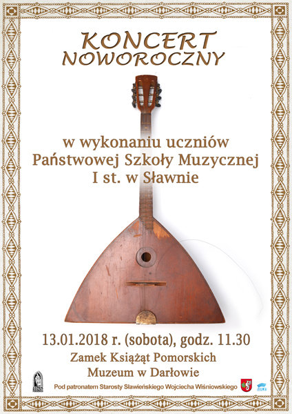 Plakat do koncertu noworocznego w&nbsp;wykonaniu uczniów Państwowej Szkoły Muzycznej I st. w&nbsp;Sławnie