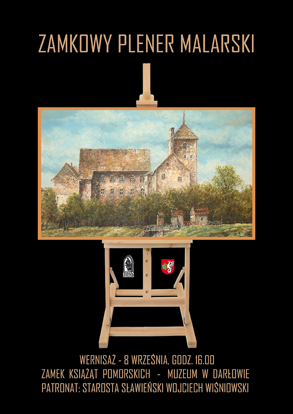 Jerzy Buziałkowski Dyrektor Zamku Książąt Pomorskich Muzeum w&nbsp;Darłowie  zaprasza na wernisaż prac plastycznych uczestników  Zamkowego Pleneru Malarskiego  Pauliny Feicht, Elżbiety Juszczyk, Doroty Grodzkiej, Krystyny Wasilewskiej, Piotra Wasilewskiego, Leszka Mętraka,  Kazimierza Babkiewicza,  Grzegorza Machłaja, Krzysztofa Kalenika i&nbsp;Janusza Rapkiewicza  dnia 8 września 2015 r., na godz. 16.00  do Zamku Książąt Pomorskich w&nbsp;Darłowie  Plener pod patronatem Starosty Sławieńskiego Wojciecha Wiśniowskiego